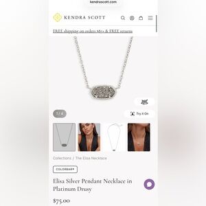 Kendra Scott Platinum Drusy Elisa Necklace